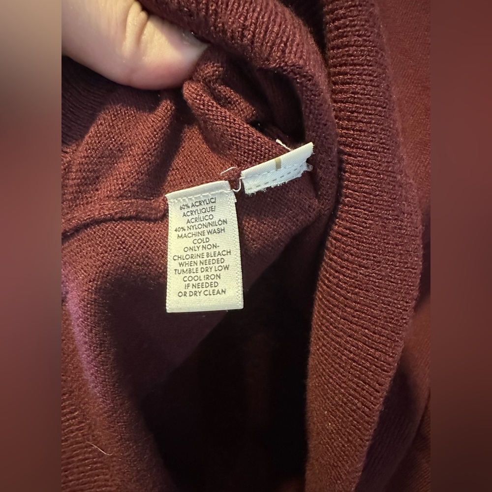 Loft Burgundy High Low Cowl Neck Sweater Size Medium - Picture 2 of 4